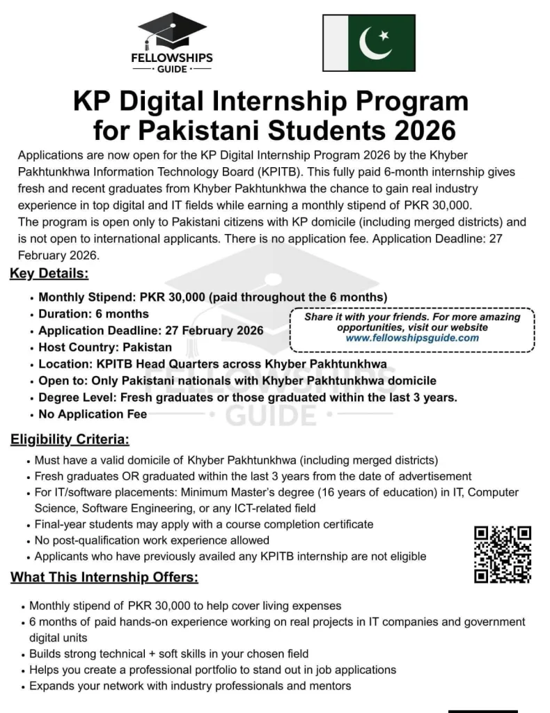 KP Digital Internship Program for Pakistani Students 2026