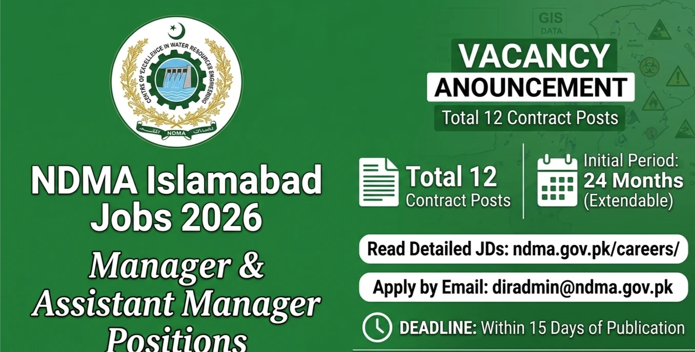 National Disaster Management Authority NDMA Islamabad Jobs 2026