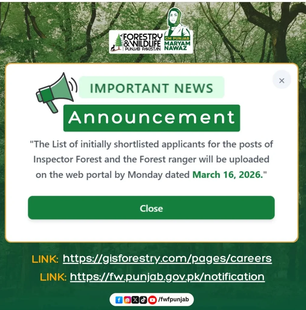 Punjab Forest Department Shortlisted Candidates 2026
Secondary