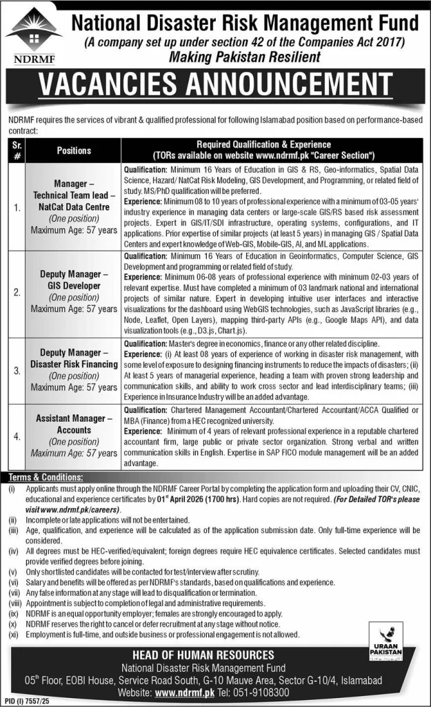 National Disaster Risk Management Fund (NDRMF) 2026 Jobs