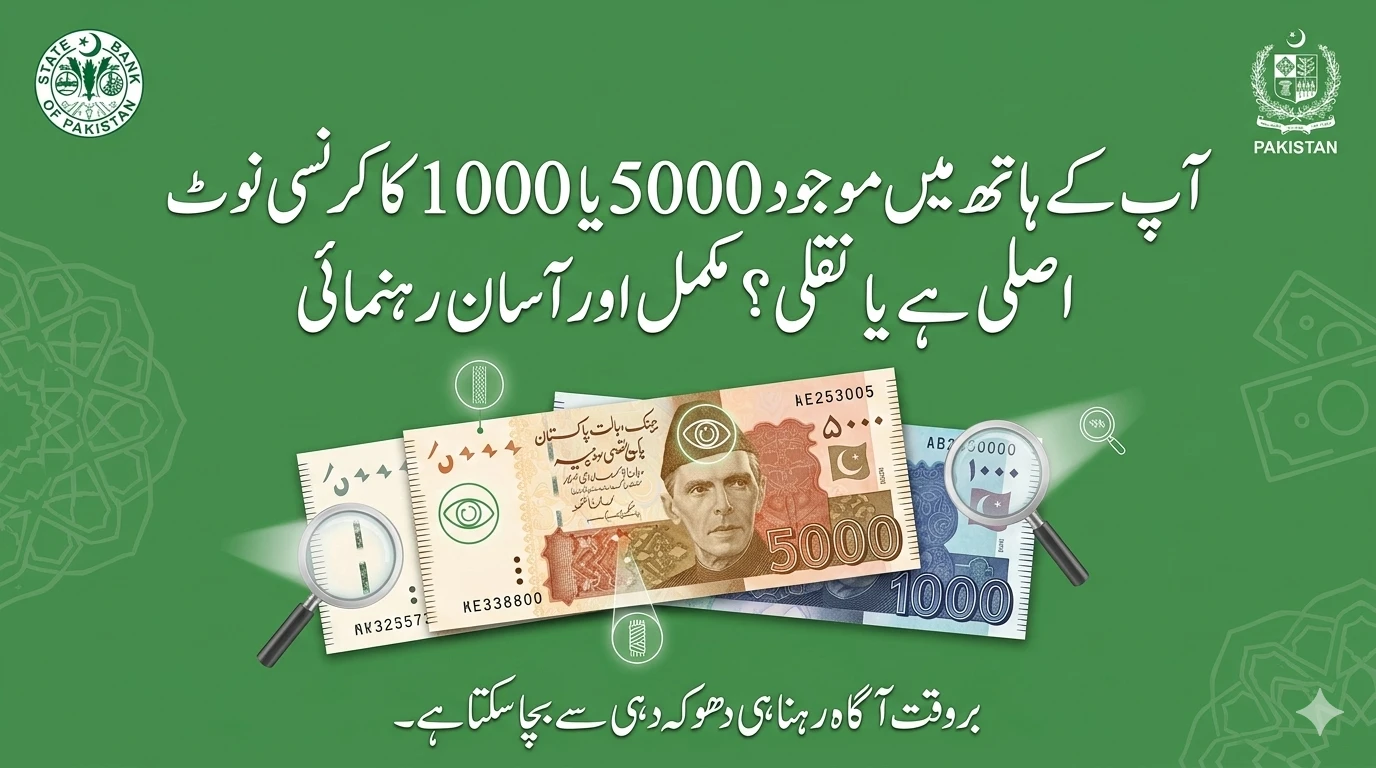 آپ کے ہاتھ میں موجود 5000 یا 1000 کا کرنسی نوٹ اصلی ہے یا نقلی؟ مکمل اور آسان رہنمائی