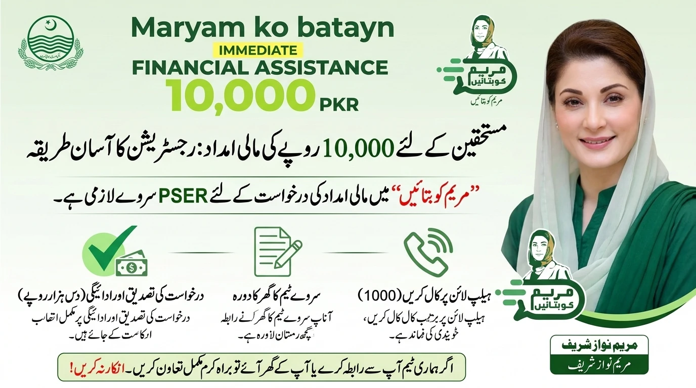 مریم کو بتائیں پروگرام سے 10 ہزار روپے کیسے حاصل کریں
