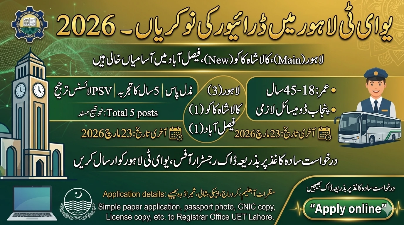 UET Lahore Careers 2026