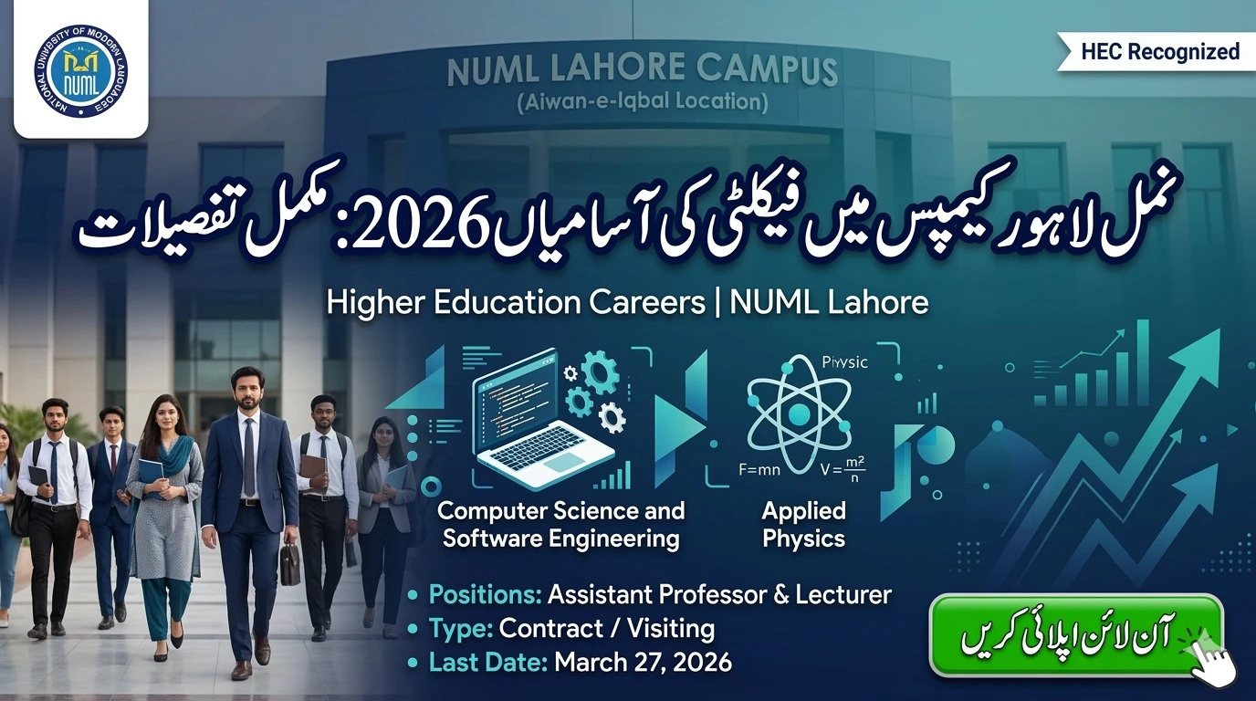Apply for NUML Lahore Faculty Jobs 2026