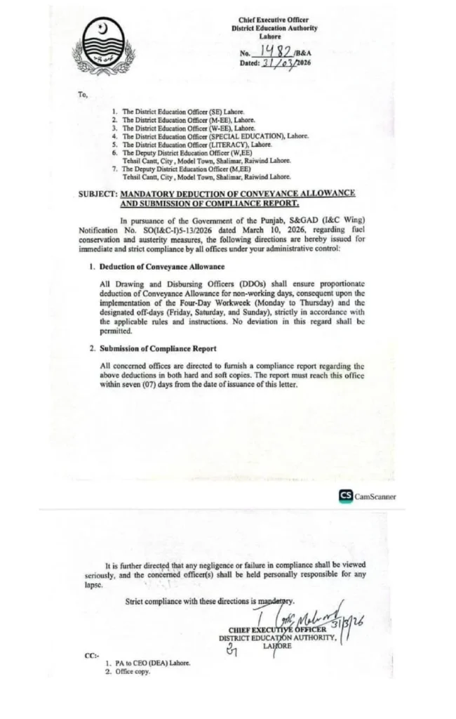 Mandatory Deduction of Conveyance Allowance