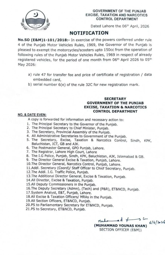 CM Punjab Petrol Relief Scheme 2026: Free Bike Registration & Transfer Guide