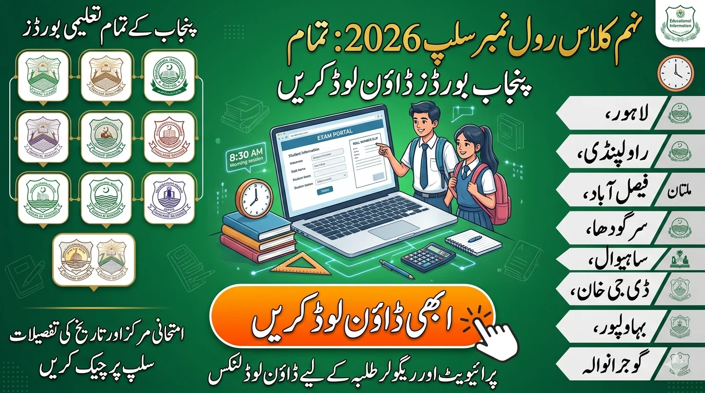 9th Class Roll Number Slip 2026: Direct Download Links for All Punjab Boards